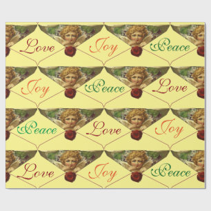 ANGEL HEART RED WAX SEAL Love Peace Joy Wrapping Paper