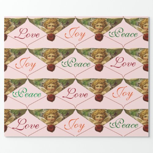 ANGEL HEART RED WAX SEAL Love Peace Joy Wrapping Paper