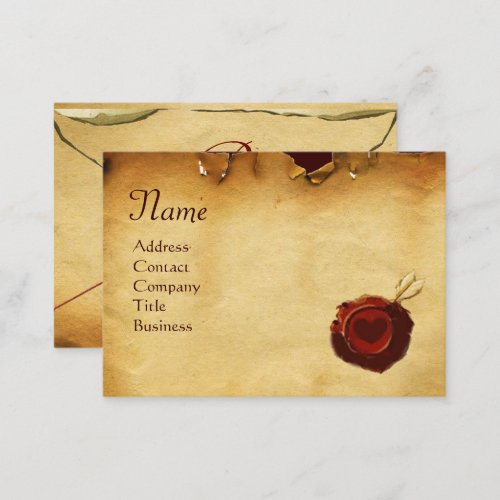 ANGEL HEART RED WAX SEAL PARCHMENT Monogram Business Card