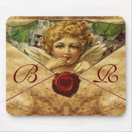 ANGEL HEART RED WAX SEAL PARCHMENT Monogram  Mouse Pad