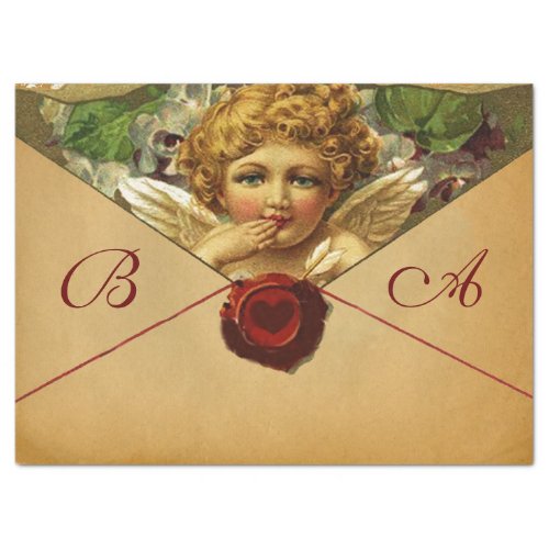 ANGEL HEART RED WAX SEAL PARCHMENT  Monogram  Tissue Paper