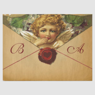ANGEL HEART RED WAX SEAL PARCHMENT Monogram Tissue Paper
