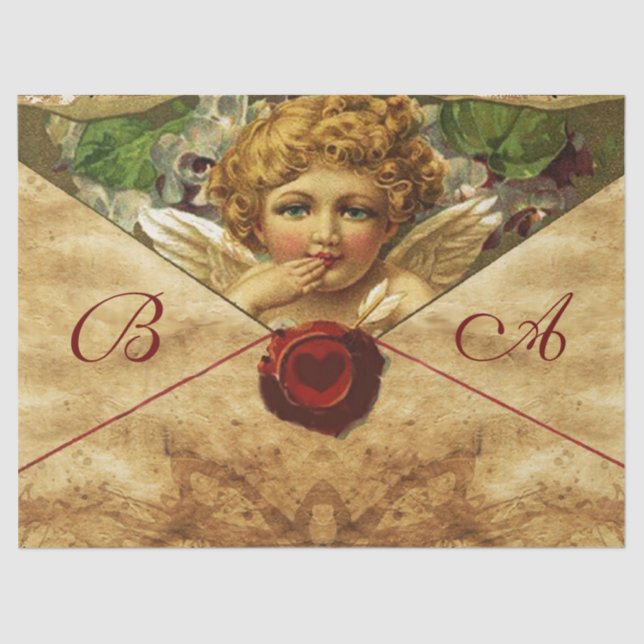 ANGEL HEART RED WAX SEAL PARCHMENT Monogram Tissue Paper (Front)