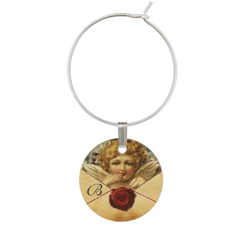 ANGEL HEART RED WAX SEAL PARCHMENT MONOGRAM WINE GLASS CHARM