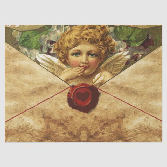 ANGEL HEART RED WAX SEAL PARCHMENT Valentines Day Tissue Paper (Front)