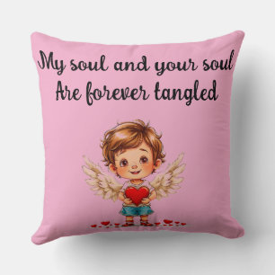 👼 Angel Heart Soulmate Romantic Home Accent 💖 Throw Pillow