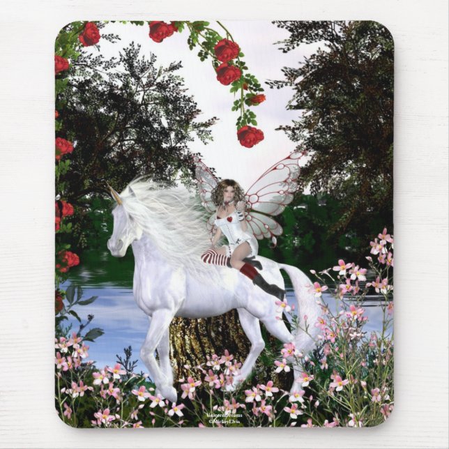 Angel Heart Unicorn White Beauty 4 Mouse Pad (Front)