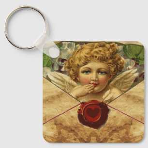 ANGEL HEART WAX SEAL PARCHMENT KEYCHAIN