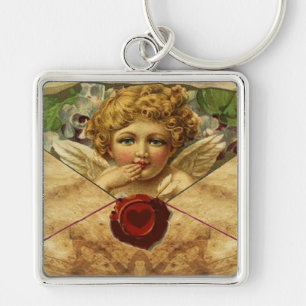 ANGEL HEART WAX SEAL PARCHMENT KEYCHAIN