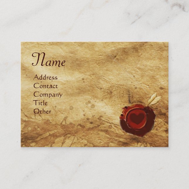 ANGEL HEART WAX SEAL PARCHMENT Monogram Business Card (Front)