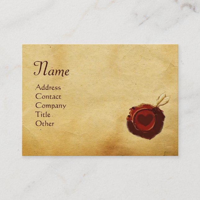 ANGEL HEART WAX SEAL PARCHMENT Monogram Business Card (Front)