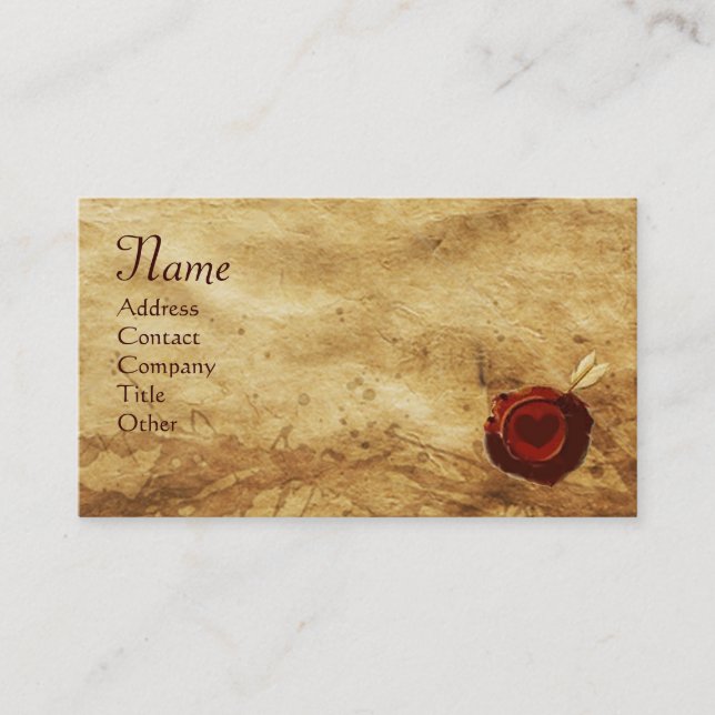 ANGEL HEART WAX SEAL PARCHMENT Monogram Business Card (Front)