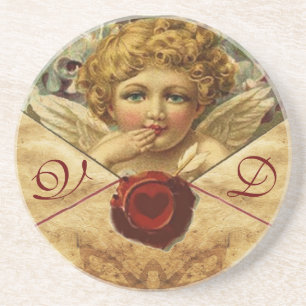 ANGEL HEART WAX SEAL PARCHMENT Monogram Coaster