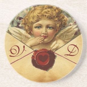 ANGEL HEART WAX SEAL PARCHMENT Monogram Drink Coaster