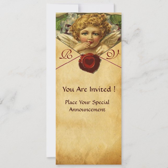 ANGEL HEART WAX SEAL PARCHMENT MONOGRAM INVITATION (Front)