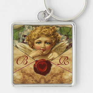 ANGEL HEART WAX SEAL PARCHMENT MONOGRAM KEYCHAIN