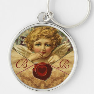 ANGEL HEART WAX SEAL PARCHMENT MONOGRAM KEYCHAIN