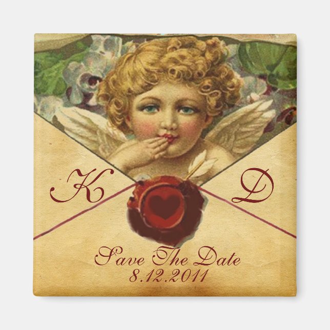 ANGEL HEART WAX SEAL PARCHMENT Monogram Magnet (Front)