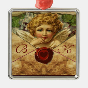 ANGEL HEART WAX SEAL PARCHMENT Monogram Metal Ornament