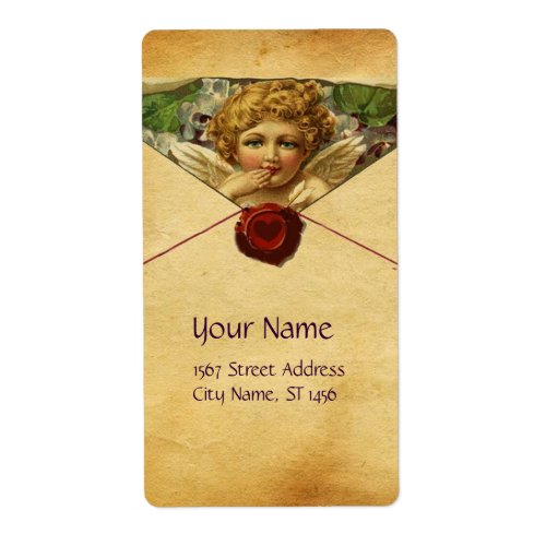 ANGEL HEART WAX SEAL PARCHMENT Valentines Day Label
