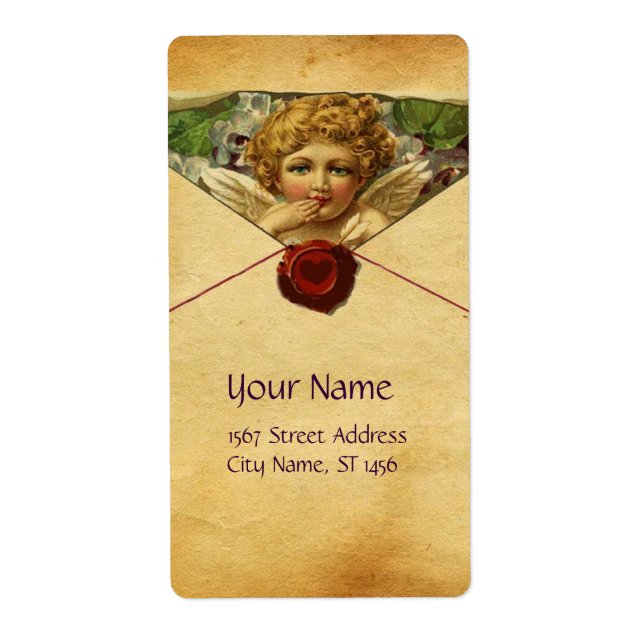 ANGEL HEART WAX SEAL PARCHMENT Valentine's Day Label (Front)