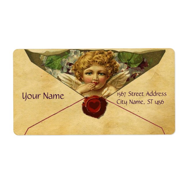 ANGEL HEART WAX SEAL PARCHMENT Valentine's Day Label (Front)