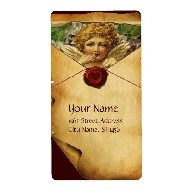 ANGEL HEART WAX SEAL PARCHMENT Valentine's Day Label (Front)