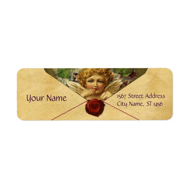 ANGEL HEART WAX SEAL PARCHMENT Valentine's Day Label (Front)