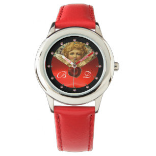 ANGEL HEART WAX SEAL RED RUBY GEMSTONE MONOGRAM WATCH