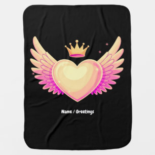 Angel Heart with Cool Pink Wings and Crown A Touch Baby Blanket