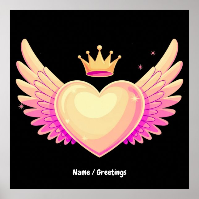 Angel Heart with Cool Pink Wings and Crown A Touch Poster (Front)