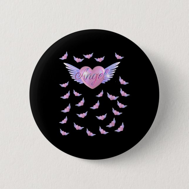Angel Heart With Wings  Button (Front)