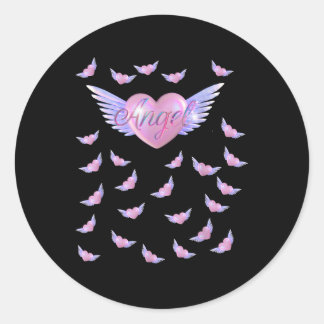 Angel Heart With Wings Classic Round Sticker