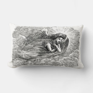 Angel Heavenly Monochrome Angelic Retro Lumbar Pillow