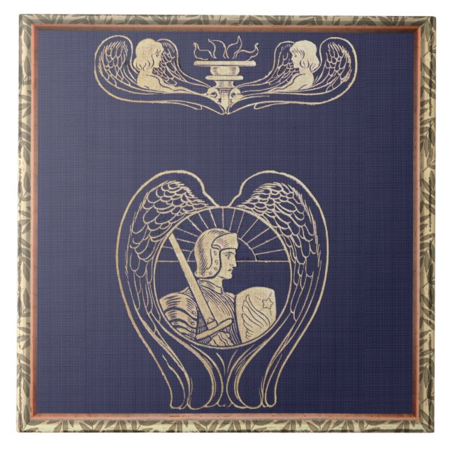 Angel Heraldry With Sword Ceramic Tile (Front)