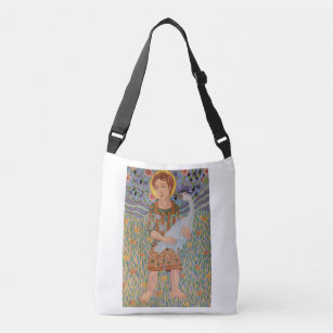 Angel holding a Goose Crossbody Bag