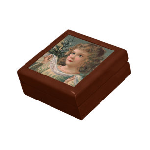 Angel Holding a Tiny Candlelit Christmas Tree Gift Box