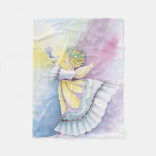 Angel Holding Bird Fleece Blanket