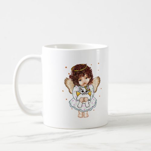 Angel Holding Cat Coffee Mug