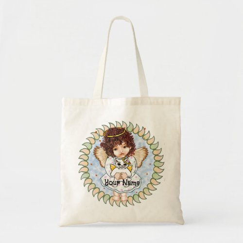 Angel Holding Cat Tote Bag