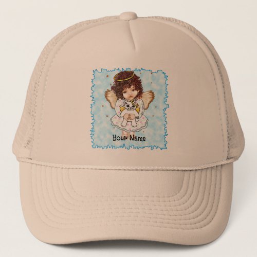 Angel Holding Cat Trucker Hat