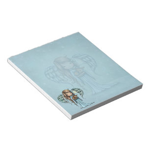 Angel holding Fawn Holiday Christmas Notepad