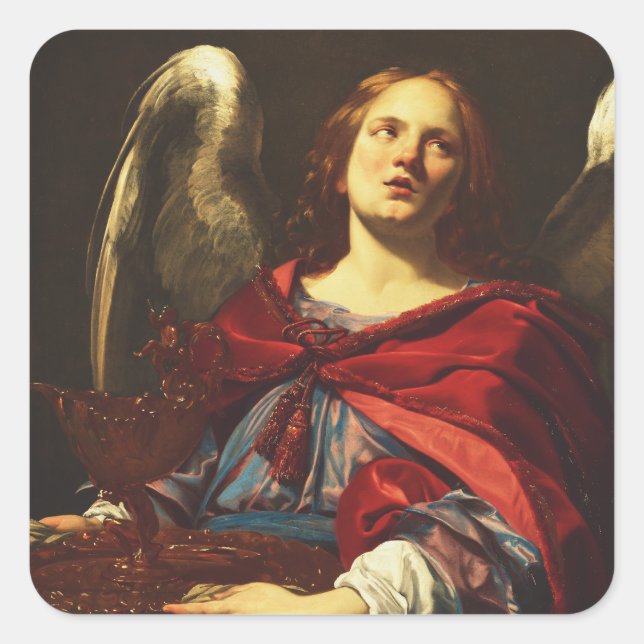 Angel Holding the Vessel and Towel  Square Sticker (Front)