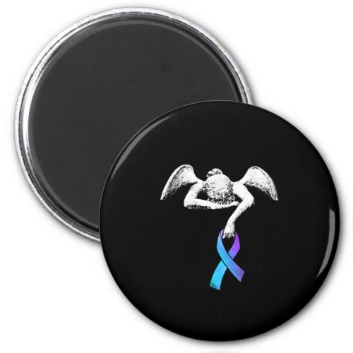 Angel Holds Teal Purple Ribbon Suicide Prevention Magnet