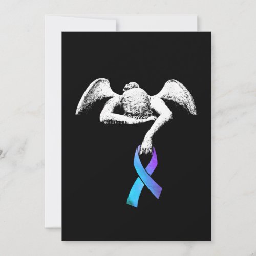 Angel Holds Teal Purple Ribbon Suicide Prevention Save The Date