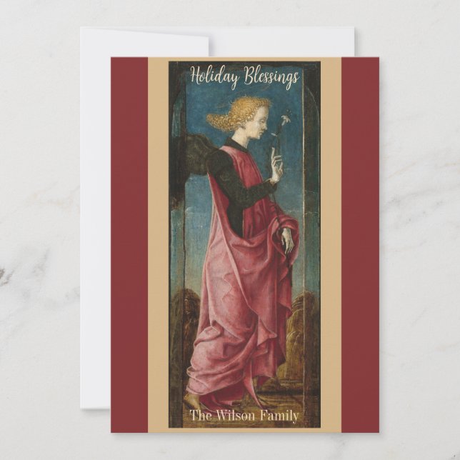 Angel Holiday Blessings Gold Burgundy Custom Card (Front)