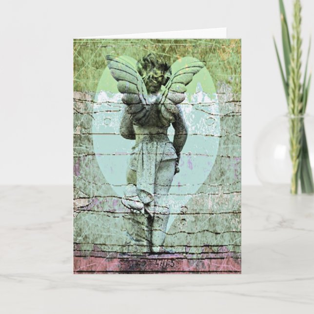 Angel Holy Cross Heart Greeting Card Watercolor (Front)