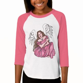 Angel hugs Girls' American Apparel 3/4 Sleeve Ragl T-Shirt