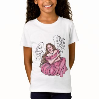 Angel hugs girl's jersey t-shirt