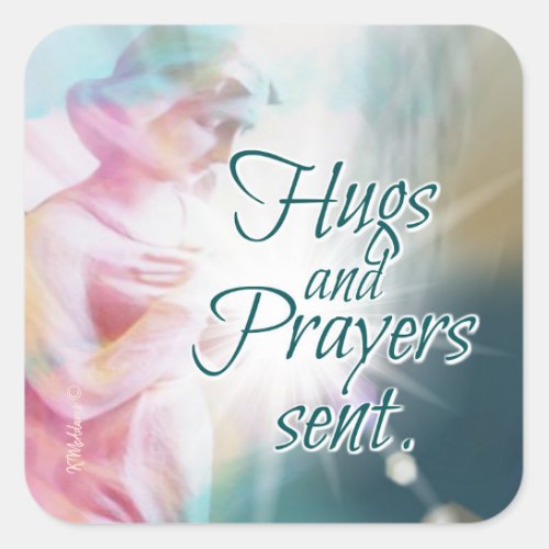 Angel Hugs Prayers Intention Beautiful Watercolor Square Sticker